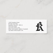 ゴシック文字「K」クラシックイニシャル スキニー名刺 (裏面)