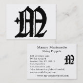 ゴシック文字「M」クラシック英語イニシャル 名刺 (正面/裏面)