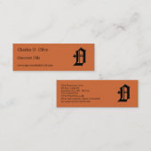 ゴシック文字「O」クラシック英語イニシャル スキニー名刺 (正面/裏面)