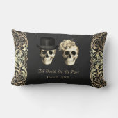 ゴシック新郎新婦スカル パーソナライズされた ランバークッション (裏面)
