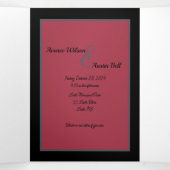 ゴシック新郎新婦ブラックピンクグレートリフォールドインヴィ 三つ折り招待状 (内部中)