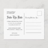 ゴシック日付の結婚保存 案内ポストカード (裏面)