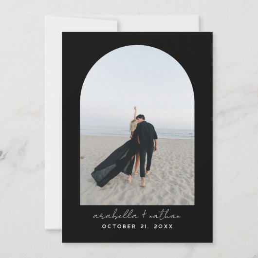 ゴシック日付を保存、黒を保存する日付結婚の 招待状 (裏面)