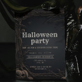 ゴシック暗黒彫刻の木とカボチャハローウィンパーティ 招待状