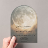 ゴシック暗黒満月アーチ結婚の透明 アクリル招待状 (インサイチュ (ポータブル))