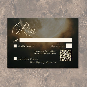 ゴシック暗黒満月アーチ結婚のQR 出欠カード