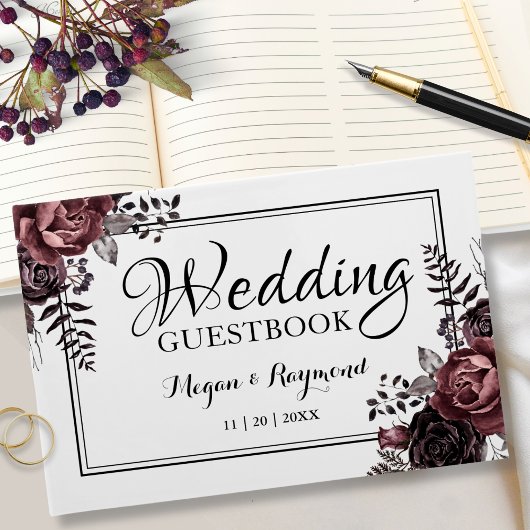ゴシック暗黒花模様ヴィンテージ結婚ゴシック ゲストブック
