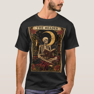 ゴシック本好きのタロット占い師 スケルトン Tシャツ