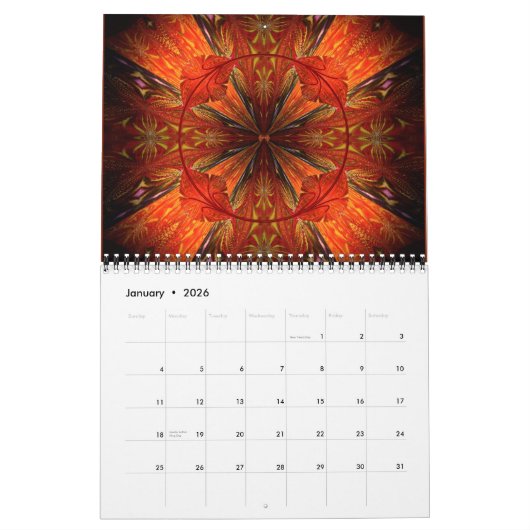 ゴシック様式のひまわりトリップ（幻覚体験）のようなフローラ芸術 カレンダー (1月 2026)