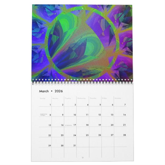 ゴシック様式のひまわりトリップ（幻覚体験）のようなフローラ芸術 カレンダー (3月 2026)