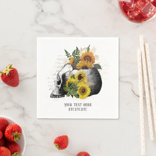 ゴシック様式のひまわり骨格 スタンダードカクテルナプキン (インサイチュ)