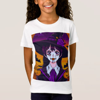ゴシック様式のアニメ魔女ハロウィーンアート Tシャツ