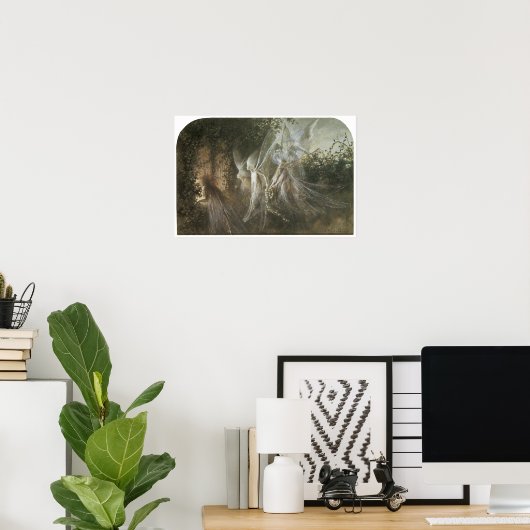 ゴシック様式のアーチを通して見ている妖精, c.1864 ポスター (ホームオフィス)