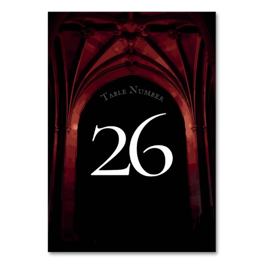 ゴシック様式のアーチエレガントなウェディングダークブラックレッド テーブルナンバー (裏面)