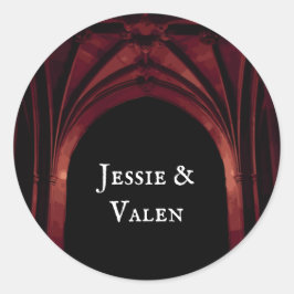 ゴシック様式のアーチエレガントなウェディングダークブラックレッド ラウンドシール