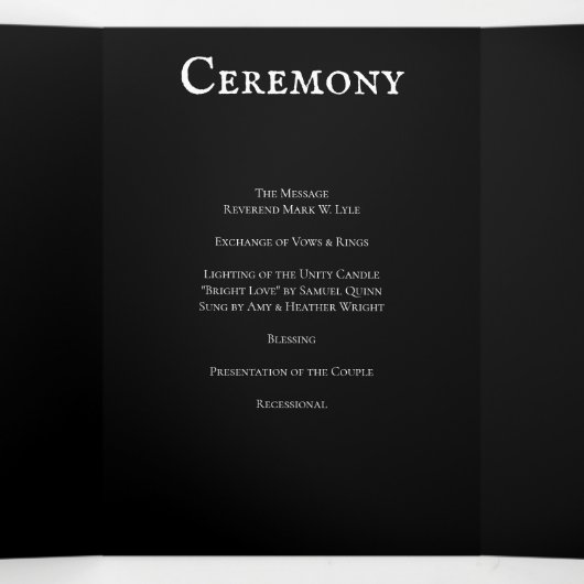 ゴシック様式のアーチエレガントなウェディングダークブラックレッド 三つ折りプログラム (内部中)