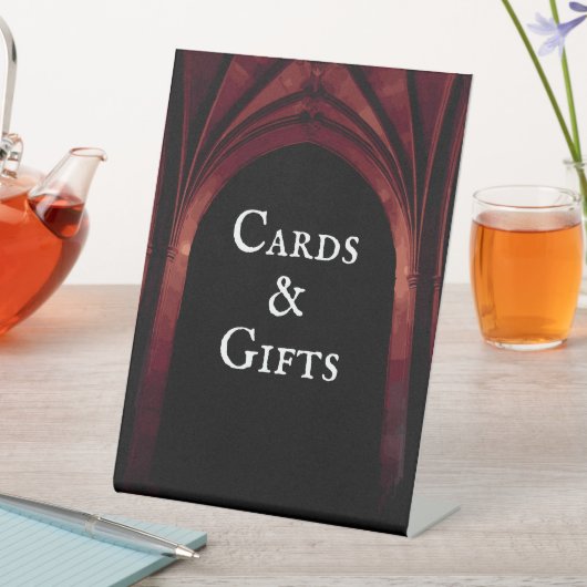 ゴシック様式のアーチエレガントなウェディングダークブラックレッド 台座サイン (インサイチュ)