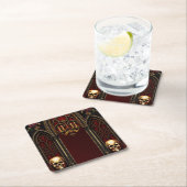 ゴシック様式のアーチスカル。 スクエアペーパーコースター (インサイチュ)