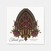 ゴシック様式のアーチスカル。 スタンダードカクテルナプキン (正面)