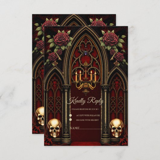 ゴシック様式のアーチスカル。 出欠カード (正面/裏面)