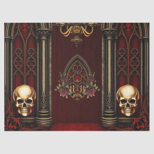 ゴシック様式のアーチスカル。 薄葉紙 (正面)