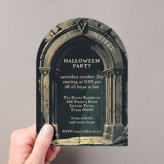 ゴシック様式のアーチハローウィンパーティアクリル招待状 アクリル招待状 (インサイチュ (ポータブル))