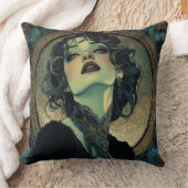 ゴシック様式のアールヌーボー女性 クッション (ブランケット)
