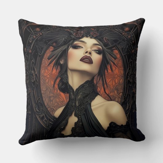 ゴシック様式のアールヌーボー女性 クッション (裏面)