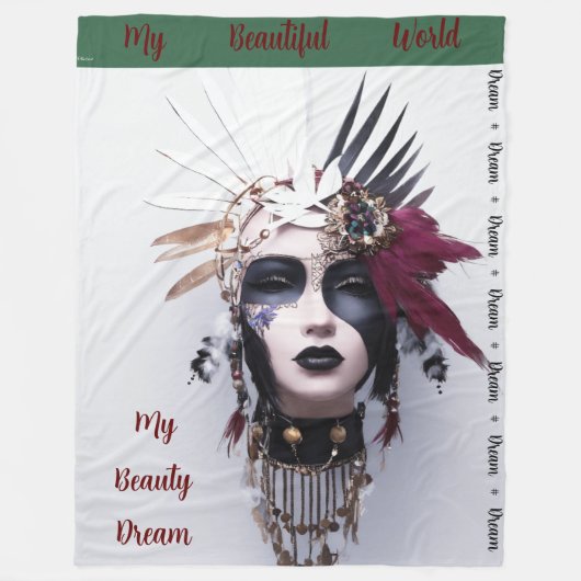 ゴシック様式のインディアンヘアドアート:強さパワー – フリースブランケット (正面)