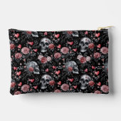 ゴシック様式のウィッチクラフトスカルとバラ アクセサリーポーチ (裏面)