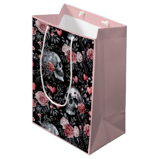 ゴシック様式のウィッチクラフトスカルとバラ ミディアムペーパーバッグ (正面アングル)