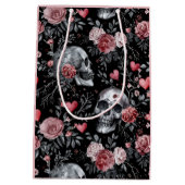 ゴシック様式のウィッチクラフトスカルとバラ ミディアムペーパーバッグ (裏面)