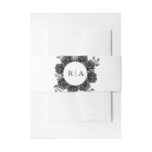 ゴシック様式のウェディングブラックフラワー招待状ベリーバンド 招待状ベリーバンド (正面例)