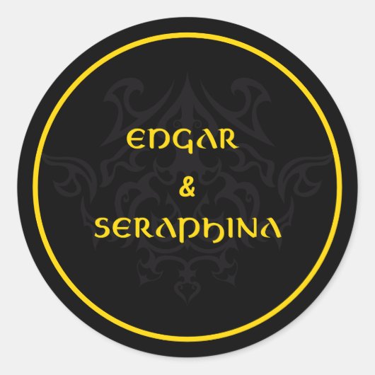 ゴシック様式のエンブレムブラックと金ゴールド ラウンドシール (正面)