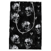 ゴシック様式のオカルトスカルとハート ミディアムペーパーバッグ (裏面)