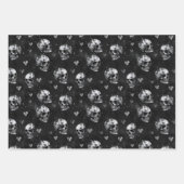 ゴシック様式のオカルトスカルとハート ラッピングペーパーシート (正面2)