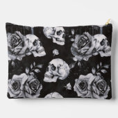 ゴシック様式のオカルトスカルとバラ アクセサリーポーチ (裏面)