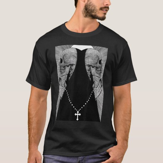 ゴシック様式のオカルト暗黒サタン非神聖な魔術師グン Tシャツ (正面)
