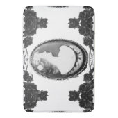 ゴシック様式のカメオとバラデザイン バスマット (正面縦)