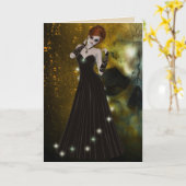 ゴシック様式のガールグリーティングカード カード (黄色い花)
