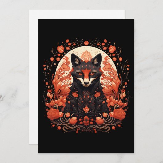 ゴシック様式のキツネと花 シーズンカード (正面/裏面)