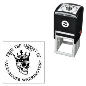 ゴシック様式のクラウン付きスカル#3ラウンドライブラリブック名 セルフインキングスタンプ (インサイチュ)