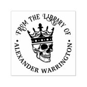ゴシック様式のクラウン付きスカル#3ラウンドライブラリブック名 セルフインキングスタンプ (デザイン)