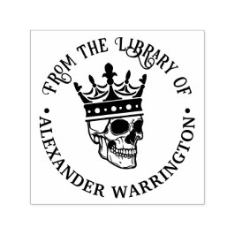 ゴシック様式のクラウン付きスカル#3ラウンドライブラリブック名 セルフインキングスタンプ