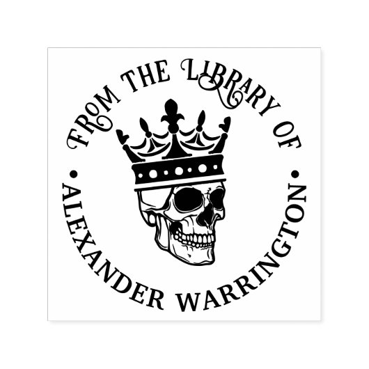 ゴシック様式のクラウン付きスカル#3ラウンドライブラリブック名 セルフインキングスタンプ (デザイン)