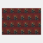 ゴシック様式のクリスマスキャンドルオーナメント ラッピングペーパーシート (正面2)