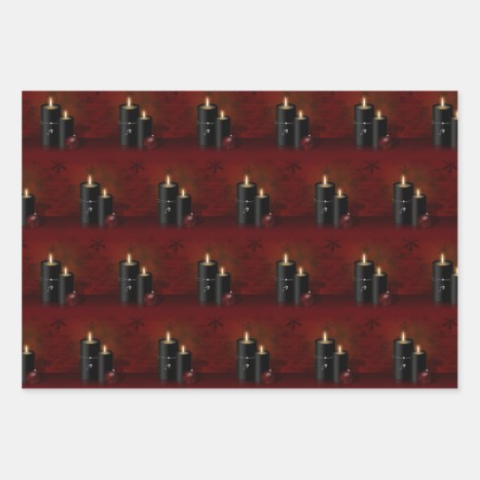 ゴシック様式のクリスマスキャンドルオーナメント ラッピングペーパーシート (正面)