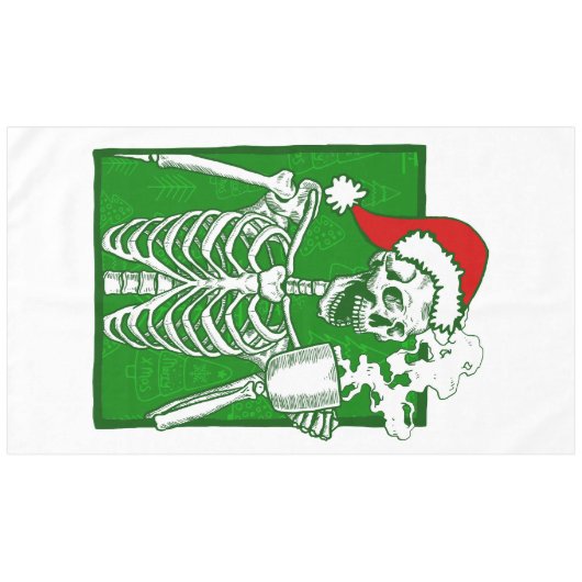 ゴシック様式のクリスマスコーヒー骨格の恐怖 テーブルクロス (正面(横))