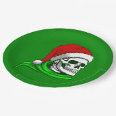 ゴシック様式のクリスマスサンタスカル骨格 ペーパープレート (アングル)