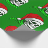 ゴシック様式のクリスマスサンタスカル骨格 ラッピングペーパー (角)